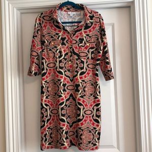 Jude Connally 3/4 Sleeve Dress with gold buttons